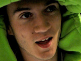 Vincent Frank aka Frankmusik sports a fetching lizard hoodie at an album signing in Manchester.
