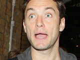 Jude Law leaving the Wyndham's Theatre after performing in 'Hamlet'. London, England.