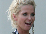 Sarah Harding on the set of 'St Trinians: The Legend of Fritton's Gold', London