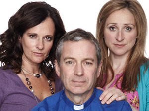 Ashley Thomas, Sally Spode and Laurel Thomas on Emmerdale