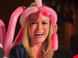 Amanda Holden wearing a balloon hat on Britain's Got Talent
