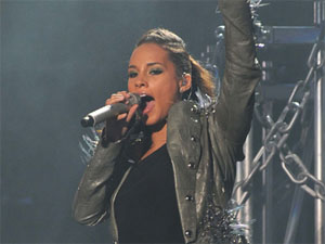 Alicia Keys performing at the O2 Arena.