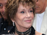 Jane Fonda leaves her hotel with her dog, France