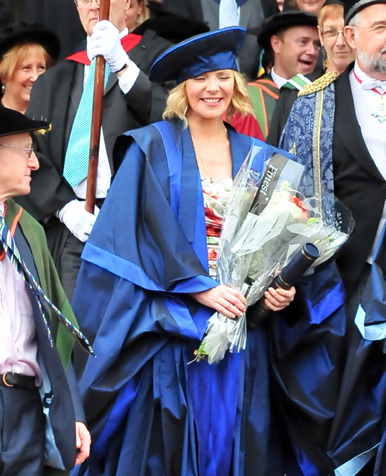 kim cattrall celebrating her honorary graduation at the anglican ...