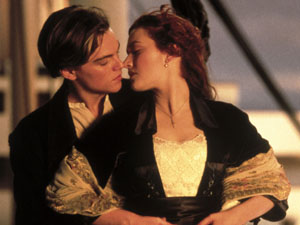Kate Winslet and Leonardo DiCaprio in the Titanic