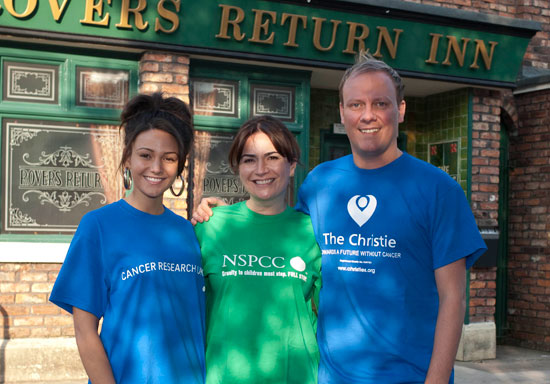 Antony Cotton, Michelle Keegan and Debbie Rush for the Corrie 50th Anniversary Appeal