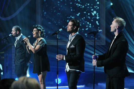 Kym Marsh singing with Boyzone