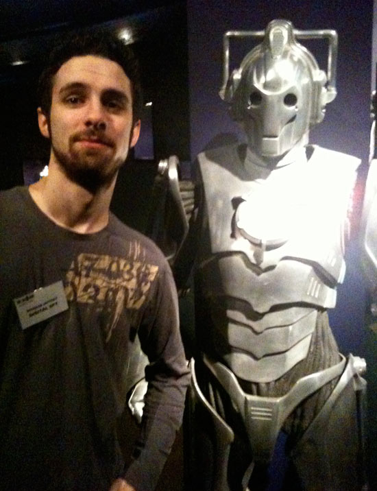 Morgan is menaced by a Cyberman