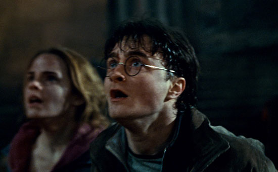 Hermione and Harry look on in terror