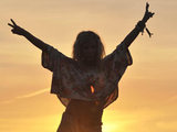 A reveller at Glastonbury