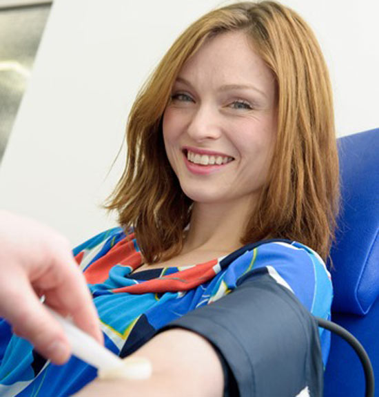 Sophie Ellis-Bextor giving blood