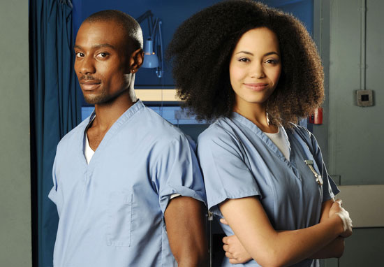 Michael Obiora (Lloyd) and Madeleine Mantock (Scarlett)