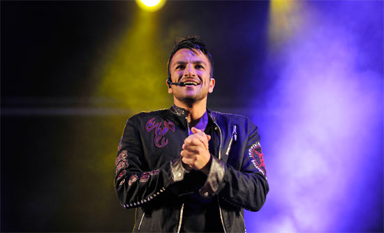 Peter Andre performing in Surrey, England, as a part of his XLR8 tour