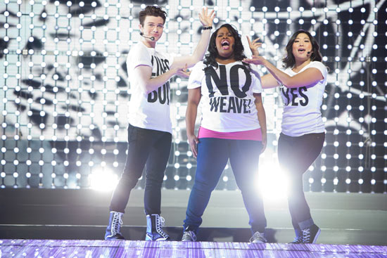 Chris Colfer, Amber Riley and Tina Cohen-Chang