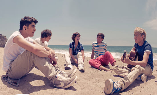 One Direction relax on the beach