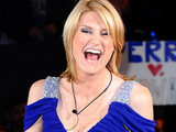 Sally Bercow has some words for the press as she enters the house.