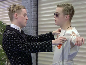 Jedward during bedsheet task