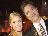 Julie Bowen, left, and Steven Levitan are seen at the 63rd Primetime Emmy Awards