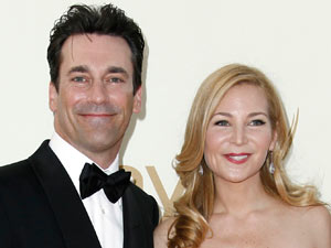 Jon Hamm and Jennifer Westfeldt on the red carpet at the 63rd Primetime Emmy Awards