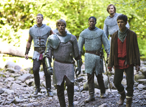 Sir Percival (TOM HOOPER), Prince Arthur (BRADLEY JAMES) , Elyan (ADETOMIWA EDUN), Sir Leon (RUPERT YOUNG), Merlin (COLIN MORGAN)
