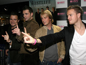 Westlife promote their new album Face to Face in Dublin, 2005