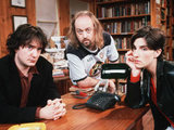 Dylan Moran, Bill Bailey and Tamzin Greig in 'Black Books