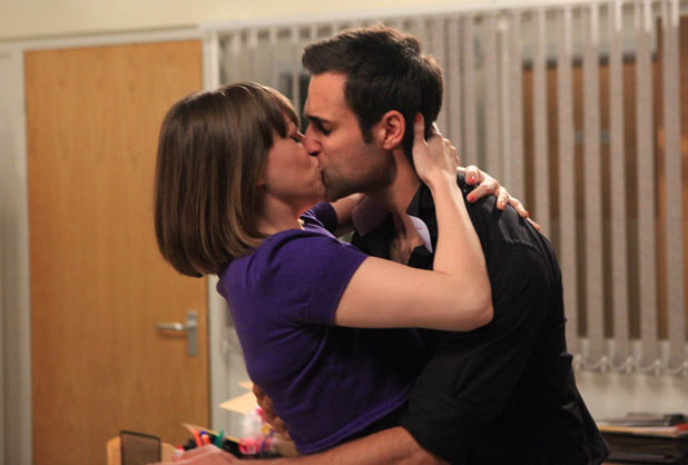 Gennie Walker (Sian Reese-Williams) and Nikhil Sharma (Rik Makarem) kiss