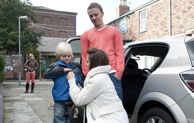 Kylie Platt (Paula Lane) and David Platt (Jack P Shepherd) have Max back