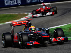Lewis Hamilton and Fernando Alonso racing at the Spanish Grand Prix