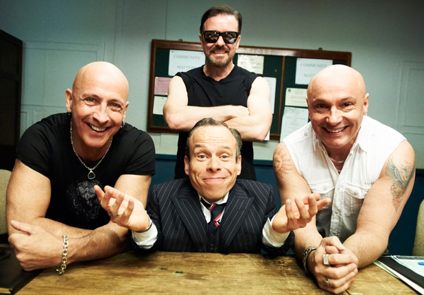 Right Said Fred, Warwick Davis and Ricky Gervais