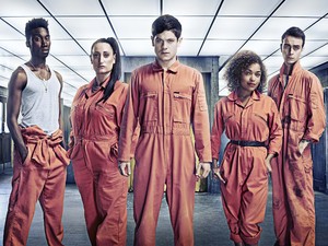Misfits
Channel 4
Rudy (Joseph Gilgun), Alisha (Antonia Thomas), Simon (Iwan Rheon) and Curtis (Nathan Stewart Jarrett)