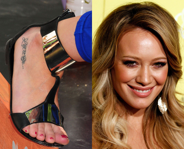 Hilary Duff has'Let It Be' inked on her foot to apparently keep her calm