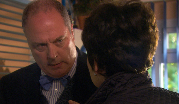 Marina (Marian McLoughlin) gets violent with Heston Carter (Owen Brenman) again