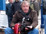 Jeremy Clarkson races his Top Gear co-presenters on a customized mobility scooter through Abergavenny Town, as they film scenes for the new series of the hit BBC motoring show
Abergavenny, South Wales - 18.01.12