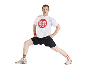 Dermot O'Leary wearing the Sport Relief T-shirt