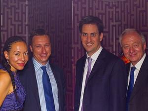 Lohan Presencer, CEO of Ministry of Sound, with Leader of the Labour Party Ed Miliband, Ken Livingstone and Oona King