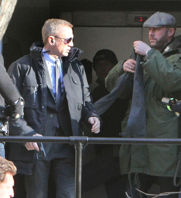 Daniel Craig films a scene