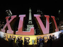 Super Bowl XLVI logo on Monument Circle