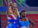 Tameka Empson and Laurie Brett from EastEnders perform the winning dance, Lady Gaga & Beyonce's "Telephone".