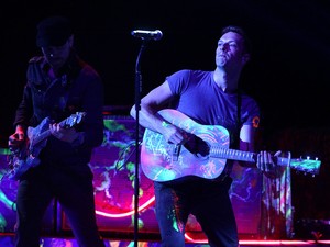 Coldplay perform on stage during the 2012 Brit awards at The O2 Arena, London