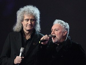 Roger Taylor and Brian May (left) on stage during the 2012 Brit awards at The O2 Arena, London