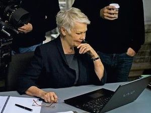 Judi Dench in a behind the scenes picture from Skyfall