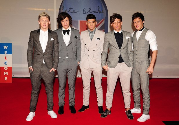 One Direction arriving for the 2012 Brit Awards at The O2 Arena, London