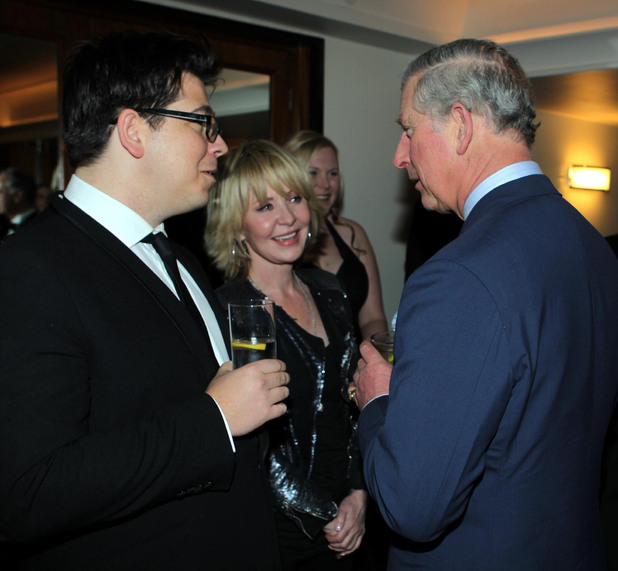 The Prince of Wales (right) meets Michael McIntyre (left), at the Prince's Trust's Invest in Futures gala dinner held at The Savoy, London