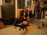 Sean and Julie also decide to have it out with Frank. They are horrified when they arrive in Underworld and see Sally leaning over Frank's body with blood all over her hands