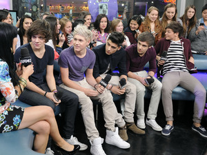Harry Styles, Niall Horan, Zayn Malik, Liam Payne, and Louis Tomlinson
One Direction's first-ever live Canadian television appearance on NEW.MUSIC.LIVE shut down the street outside Much HQ after thousands of screaming fans in attendance turned out to see the boyband
Toronto, Canada