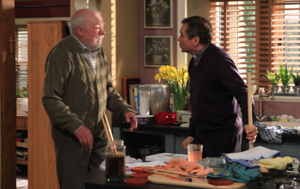 Ashley is furious when he leaves Sandy alone with Gabby and comes back to find that Sandy has left the tap on and flooded the kitchen