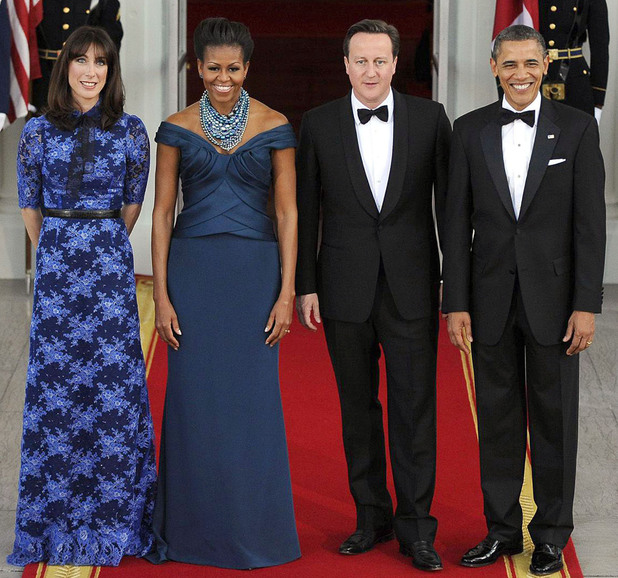 Samantha Cameron, Michelle Obama, British Prime Minister David Cameron and US President Barack Obama