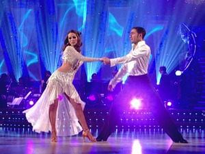 Rachel Stevens and Vincent Simone perform, on the final of TV show ' Strictly Come Dancing ' Shown on BBC1