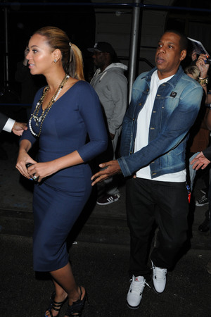Beyonce Knowles and Jay-Z leaving Nobu restaurant